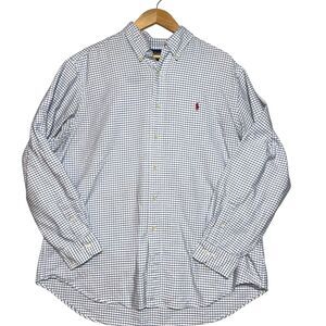 Ralph Lauren Classic Fit Button Down Blue Check Plaid Long Sleeve Men's 17 34/35